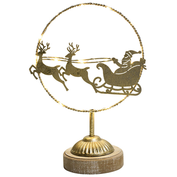 LVD Metal Santa Sleigh w/ Led Christmas Decoration - Gold
