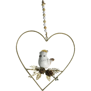 LVD Heart w/ Bird Christmas Hanging Ornament 16cm - Gold/White