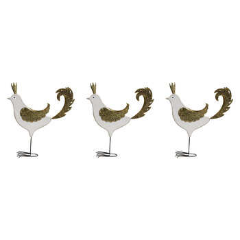 3PK LVD Metal/MDF Christmas Bird Xmas Decoration - Gold