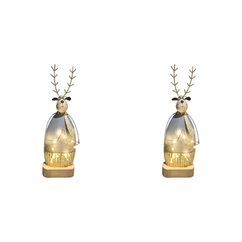 2PK LVD Metal/MDF Rustic Reindeer w/ Star Light 31x10.5cm