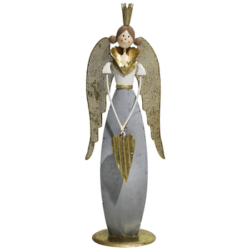 LVD Metal/MDF Rustic Angel w/ Heart Christmas Decor 34.5cm