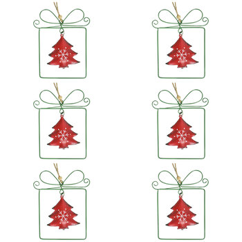 6PK LVD Metal/Beads Xmas Tag Christmas Decoration 10x8.5cm - Green/Red