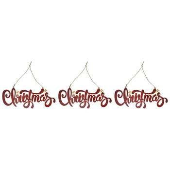 3PK LVD Metal/Jute Christmas Hanger Xmas Holiday Decoration 31x11.5cm - Red