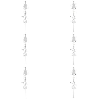 6PK LVD Metal Xmas Tree Pot Spike Christmas Decoration 54cm - White
