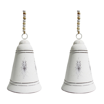 2PK LVD Metal Bell Christmas Hanging Ornament 15x9.5cm - White