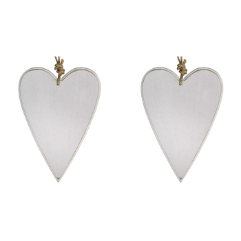 2PK LVD Metal/Jute 19.5cm Home Decorative Hanging Heart Ornament Large - White