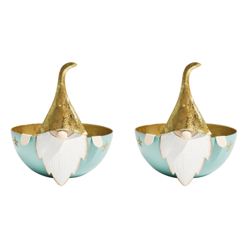 2PK LVD 16x15cm Metal Santa Bowl Large Home Xmas Decor - Aqua