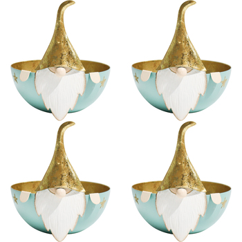 4PK LVD 16x15cm Metal Santa Bowl Large Home Xmas Decor - Aqua