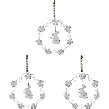 3PK LVD Metal Ring A Ring Rabbit Home/Garden Decor 14x13cm - Silver