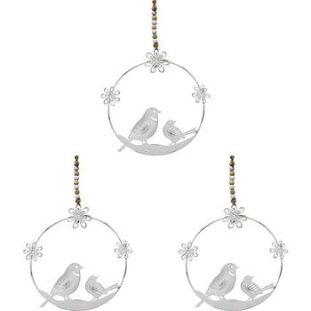 3PK LVD Metal Bird Spring Glory Home/Garden Decor 18x17cm - Silver