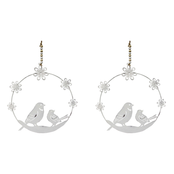 2PK LVD Metal Bird Spring Glory Home Hanging Decor 23cm Large - White