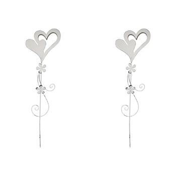 2PK LVD Metal 49cm Pot Stake Decorative Garden Ornament Hearts