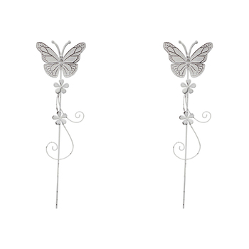 2PK LVD Metal 46cm Pot Stake Decorative Ornament Butterfly