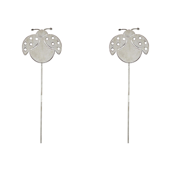 2PK LVD Metal 49cm Pot Stake Decorative Ornament Lady Bug
