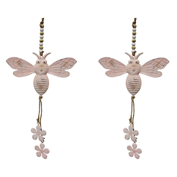 2PK LVD Metal 23cm Bee Hanger Home/Garden Decorative Ornament - Pink