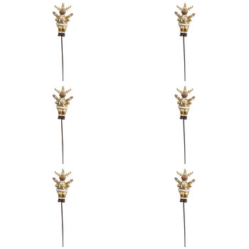 6PK LVD Metal/Resin Rudolf Pot Stake Christmas Decoration 39cm - Gold