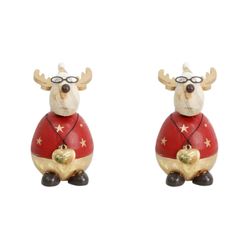 2PK LVD 6x11cm Wood Buster Deer Small Home/Living Room Decor - Red