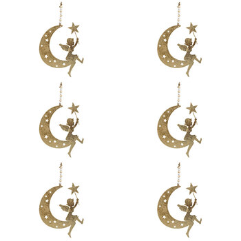 6PK LVD Metal Moon w/ Angel Hanger Christmas Decoration 16x15cm - Gold