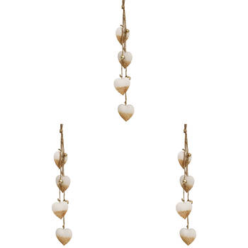 3PK LVD Hanging Heart Ornament Decor Gold Cluster 4.5x40cm