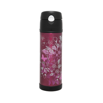 Thermos Vacuum Insulated Hydration Bottle with Straw Floral Magenta 530ml