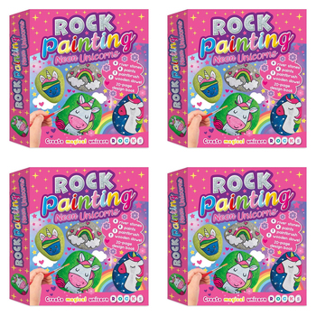4PK Bookoli Crafting Fun: Neon Unicorn Rock Painting Kids Educational Book 4Y+