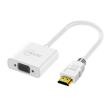 Cruxtec HDMI Male to VGA Female Cable Adapter 15cm w/ Audio - White