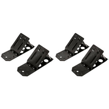 2x 2pc Hulk Steel Compact Flat Folding Wheel Chocks 190x70mm Black