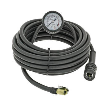 Hulk Pro Heavy Duty Air Compressor Rubber Hose w/ Pressure Gauge 8m Black