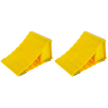 2PK Hulk Plastic Anti Slip Rubber Base Wheel Chock 208x120mm Yellow