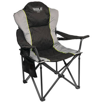Hulk Heavy Duty Camping Chair with Lumbar Support – 200kg Rated Black/Grey