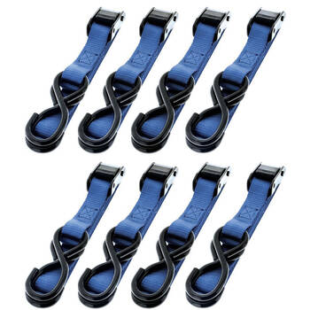 2x 4pc Hulk Cambuckle Secure Locking Adjustable Tiedown Straps Blue