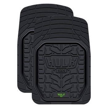 2pc Hulk Heavy Duty Deep Dish Anti-Slip Rubber Car Floor Mats 78x52cm Black