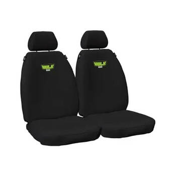 Hulk Toyota Prado 150 Series 06/21 Front Canvas Seat Covers Black/Green Stitch