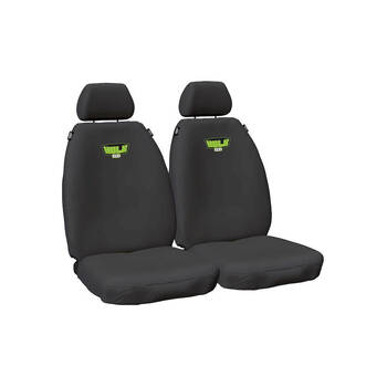 Hulk Volkswagon Amarok Front Vehicle Seat Covers Black/Green Stitch