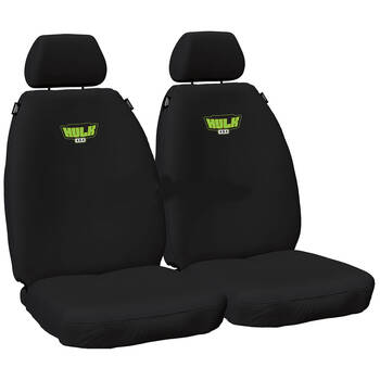 Hulk Volkswagon Amarok Front Vehicle Seat Covers Black/Green Stitch