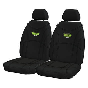 Hulk Universal Neoprene Front Seat Covers Black/Green Stitch