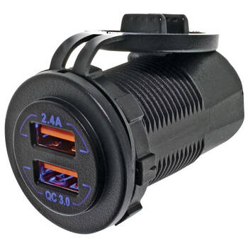 Hulk Compact Quick Charging Dual Port Vehicle USB Socket Black