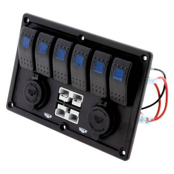 Hulk Switch Panel w/ 50A Plugs Accessory Socket & Dual USB 6-Way