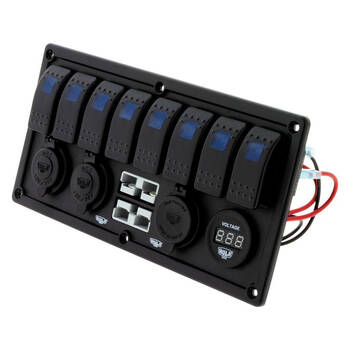 Hulk 8 Way Switch Panel With 50A Plugs ACC Power Socket & USB 12-24V