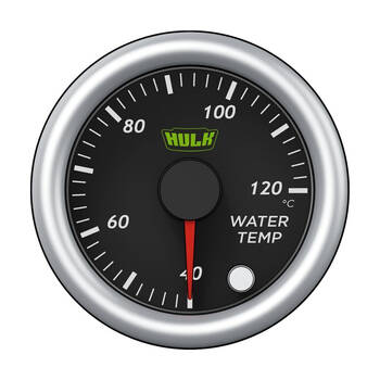 Hulk Pro Water Temperature Gauge 40-120 Degrees 52mm Black/Silver