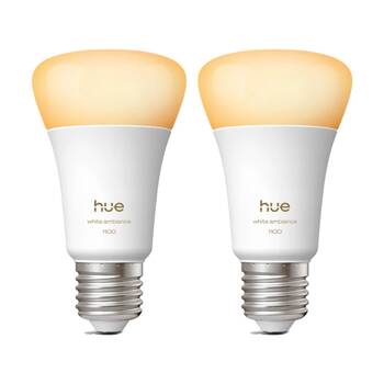 2PK Philips Hue 1100 A60 LED White Ambience Brightness Adjustable Lightbulb E27