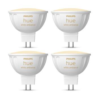 4PK Philips Hue Warm to Cool White Ambience MR16 Smart Lightbulb 5.1W
