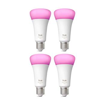 4PK Philips Hue White/Colour Ambience 1600lm A67 B22 Smart LED Lightbulb 15W