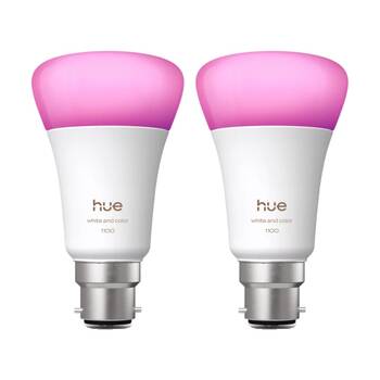 2PK Philips Hue White/Colour Ambience A60 B22 V2 Adjustable Smart Lightbulb 11W