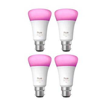 4PK Philips Hue White/Colour Ambience A60 B22 V2 Adjustable Smart Lightbulb 11W