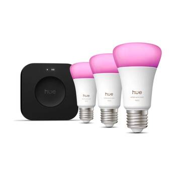 3pc Philips Hue White/Colour Ambience A60 E27 Pro Smart LED Lightbulbs 11W