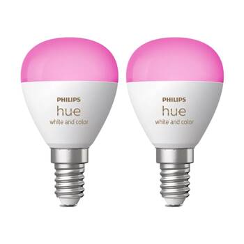 2PK Philips Hue White/Colour Ambience Luster E14 Smart LED Lightbulb 5.1W