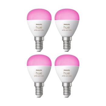 4PK Philips Hue White/Colour Ambience Luster E14 Smart LED Lightbulb 5.1W