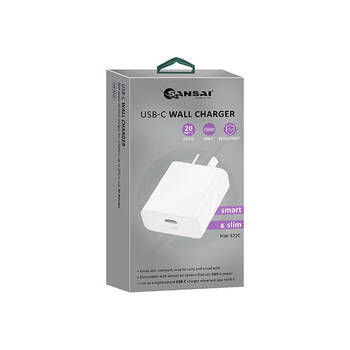 Sansai Low Profile USB-C Wall Charger for Phone & Tablet PD20W White