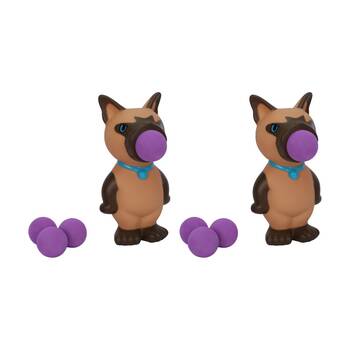 2PK  Hog Wild Siamese Cat Popper Soft Foam Ball Shooter Indoor/Outdoor Fun Toy